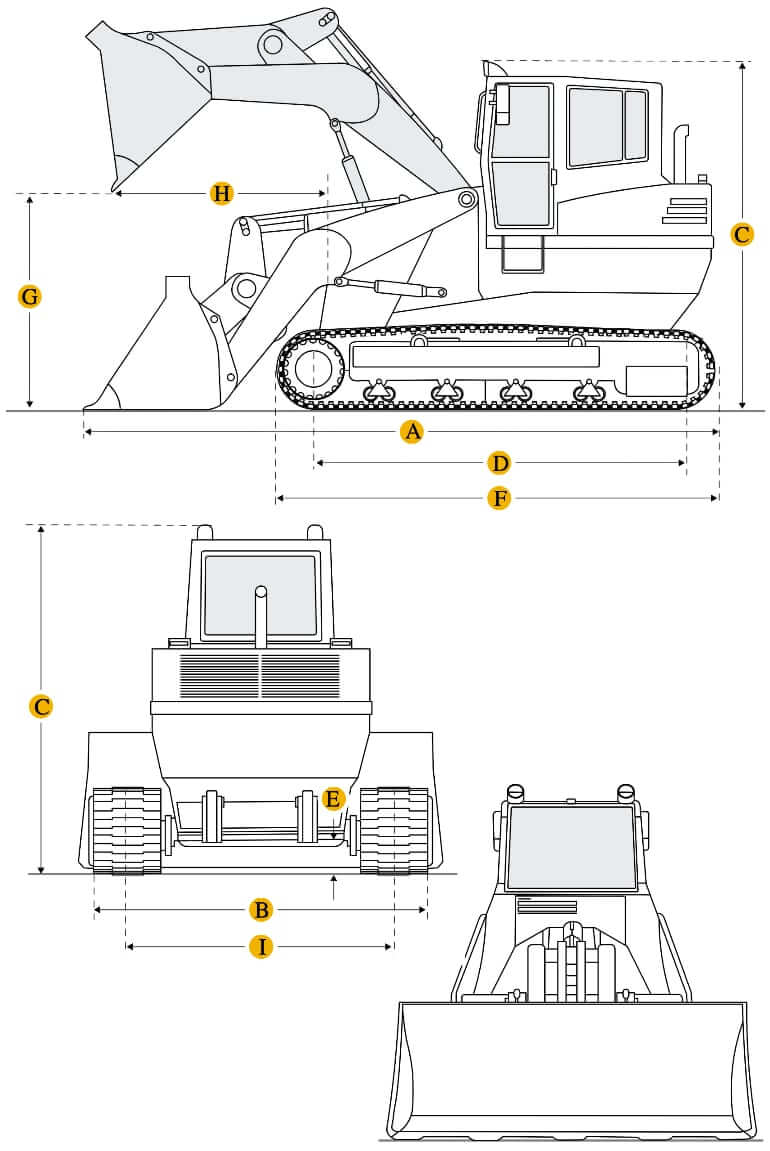Технические характеристики погрузчика гусеничного, габариты и вес