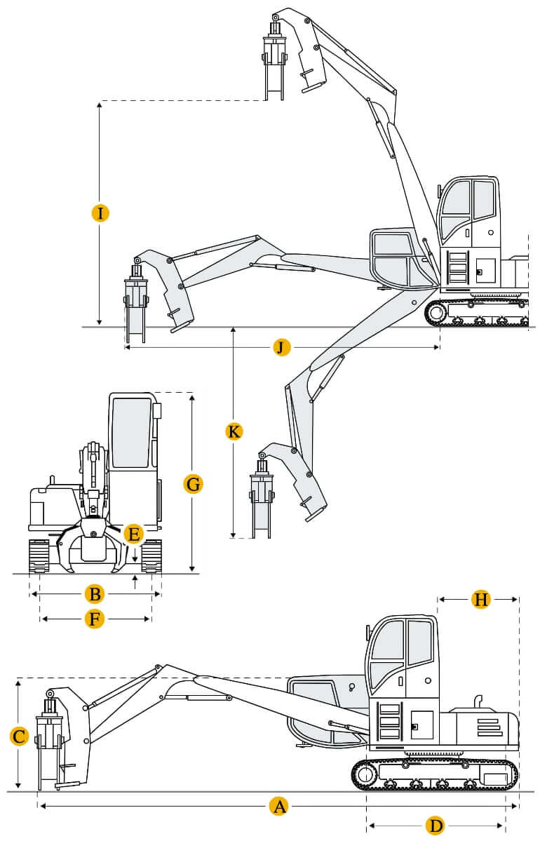 Технические характеристики лесопогрузчика, габариты и вес