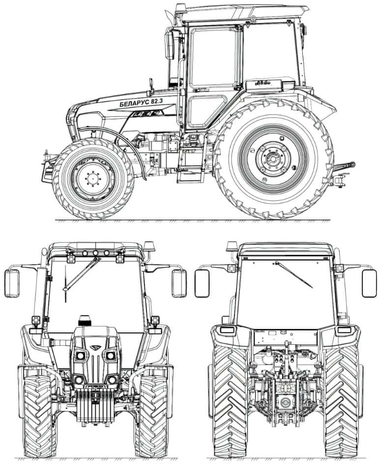 Вес, размеры и габариты трактора МТЗ 82.3 4х4