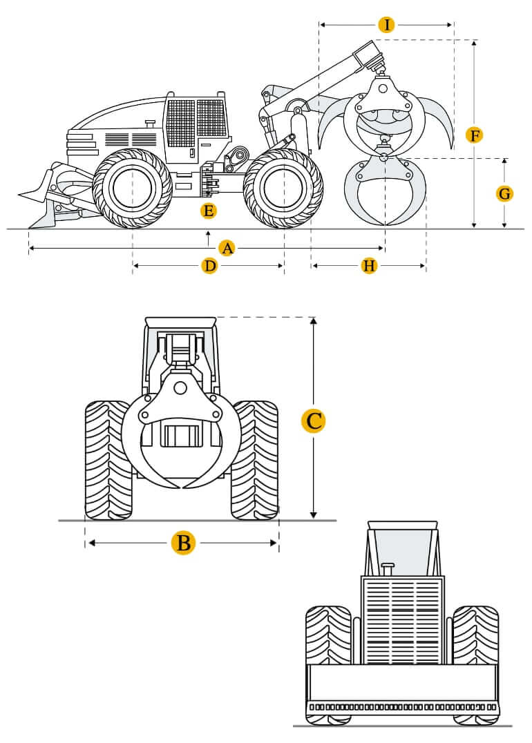Технические характеристики скиддера, габариты и вес